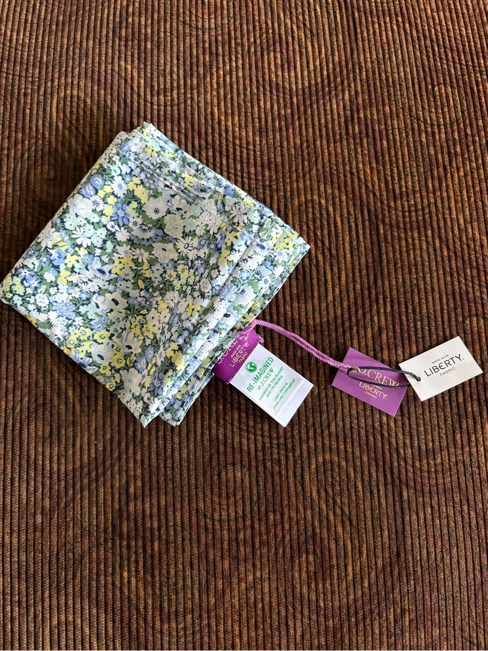 liberty Floral Pocket Square Scarf in Blue, Green & Yellow